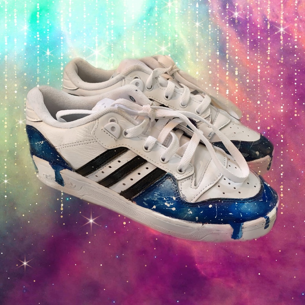 Galaxy painted adidas with spatter paint